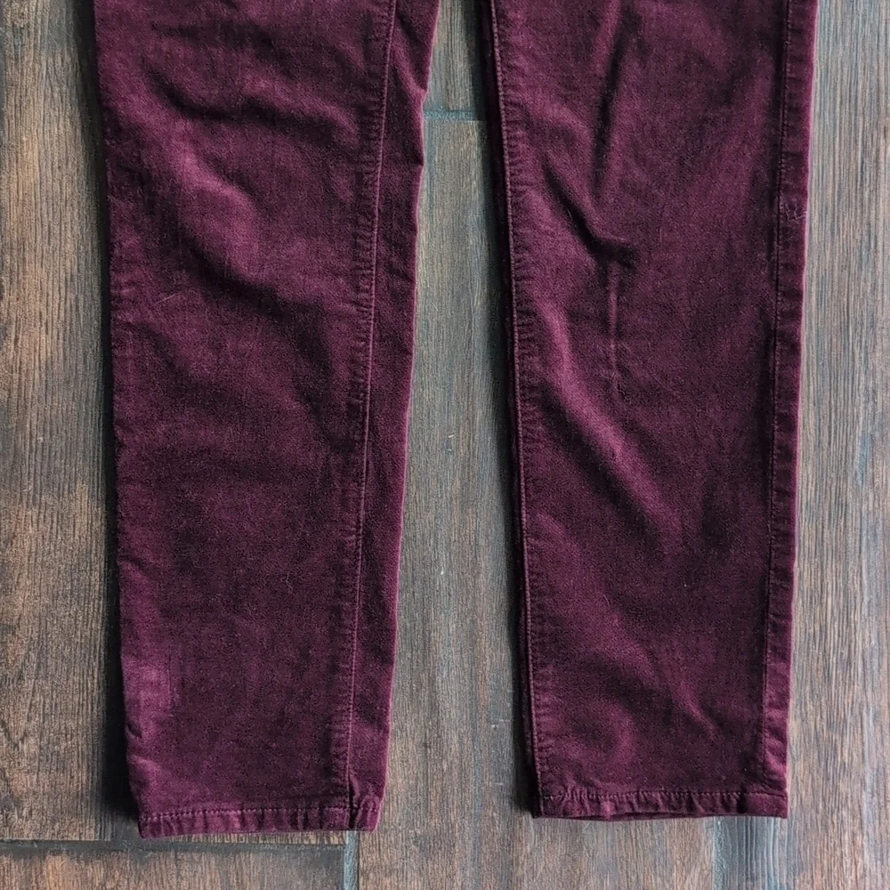 AG Adriano Goldschmied Burgundy Velour The Stevie Ankle Pants - Women's 26 - Picture 6 of 8